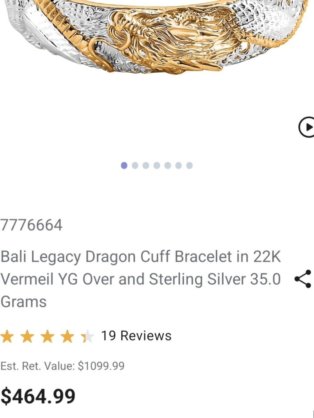 NWT BALI LEGACY TWO-TONE 22K Gold and STERLING PHOENIX CUFF BRACELET 30.6 GRAMS - Picture 14 of 14